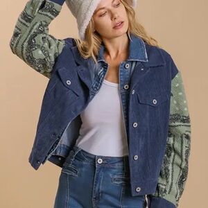 New Umgee corduroy jacket fleece arms shacket sz S M L